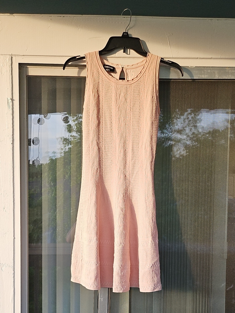 bebe Blush Sleeveless Textured Fit-and-Flare Mini Dress